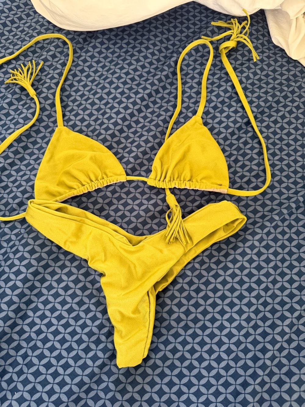 Yellow String Triangle Bikini Set